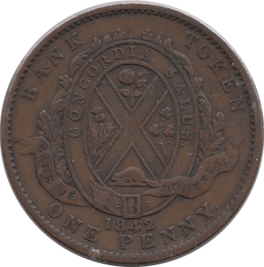 1842 CANADA PENNY BANK TOKEN - Token - Cambridgeshire Coins