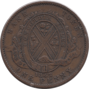 1842 CANADA PENNY BANK TOKEN - Token - Cambridgeshire Coins
