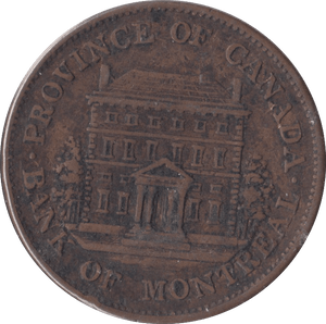 1842 HALFPENNY TOKEN BANK OF MONTREAL - HALFPENNY TOKEN - Cambridgeshire Coins