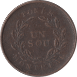 1842 MONTREAL AGRICULTURE & COMMERCE UN SOU TOKEN - OTHER TOKENS - Cambridgeshire Coins