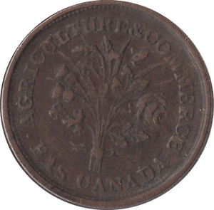 1842 MONTREAL AGRICULTURE & COMMERCE UN SOU TOKEN - OTHER TOKENS - Cambridgeshire Coins