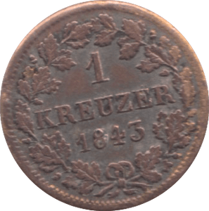 1843 BAVARIA ONE KREUZER - WORLD COINS - Cambridgeshire Coins