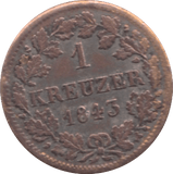 1843 BAVARIA ONE KREUZER - WORLD COINS - Cambridgeshire Coins