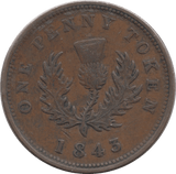 1843 CANADA ONE PENNY TOKEN NOVA SCOTIA - PENNY TOKEN - Cambridgeshire Coins