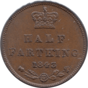 1843 HALF FARTHING ( EF ) 8 - Half Farthing - Cambridgeshire Coins
