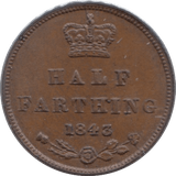 1843 HALF FARTHING ( EF ) 8 - Half Farthing - Cambridgeshire Coins