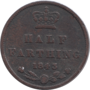 1843 HALF FARTHING ( FINE ) 2 - Farthing - Cambridgeshire Coins
