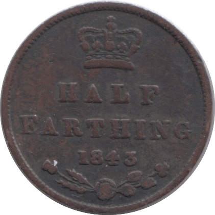 1843 HALF FARTHING ( FINE ) 2 - Farthing - Cambridgeshire Coins