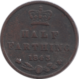 1843 HALF FARTHING ( FINE ) 2 - Farthing - Cambridgeshire Coins