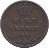 1843 HALF FARTHING ( FINE ) - Half Farthing - Cambridgeshire Coins