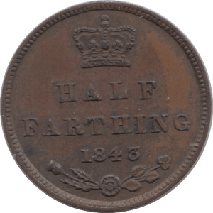 1843 HALF FARTHING ( UNC ) 1 - Cambridgeshire Coins