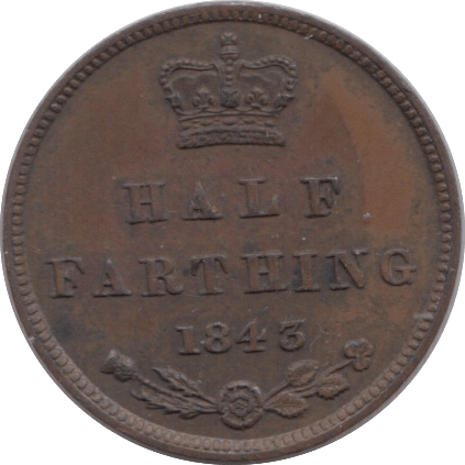 1843 HALF FARTHING ( UNC ) 1 - Cambridgeshire Coins