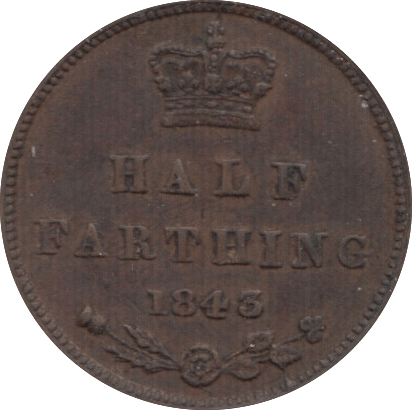 1843 ONE HALF FARTHING ( GVF ) 4 - Half Farthing - Cambridgeshire Coins