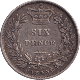 1843 SIXPENCE ( VF ) - Sixpence - Cambridgeshire Coins