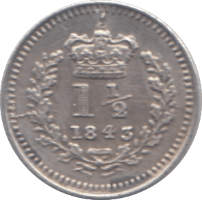 1843 THREE HALF PENCE ( EF ) - Three Half Pence - Cambridgeshire Coins