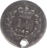 1843 THREE HALF PENCE ( FINE ) HOLED - Three Half Pence - Cambridgeshire Coins