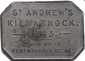 1843 TOKEN PARISH OF KILMARNOCK SCOTLAND SCOTTISH PEW TOKEN - Token - Cambridgeshire Coins