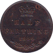 1844 HALF FARTHING ( AUNC ) B - Half Farthing - Cambridgeshire Coins