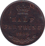 1844 HALF FARTHING ( AUNC ) B - Half Farthing - Cambridgeshire Coins