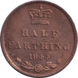 1844 HALF FARTHING ( UNC ) 5 - Half Farthing - Cambridgeshire Coins