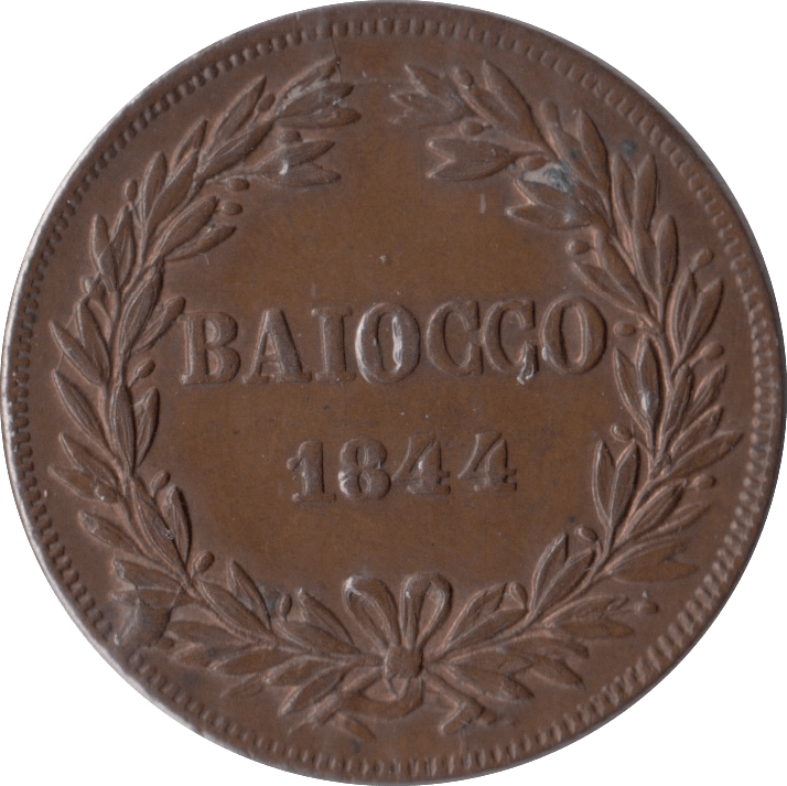 1844 ONE BAIOCCO ITALY PAPAL STATES - WORLD COINS - Cambridgeshire Coins