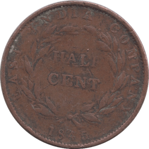 1845 1/2 CENT STRAIT SETTLEMENTS - WORLD COINS - Cambridgeshire Coins