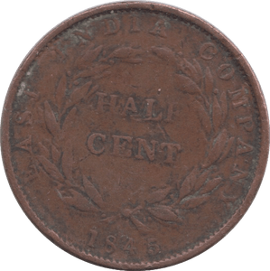 1845 1/2 CENT STRAIT SETTLEMENTS - WORLD COINS - Cambridgeshire Coins