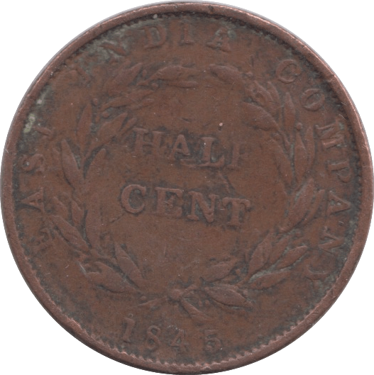 1845 1/2 CENT STRAIT SETTLEMENTS - WORLD COINS - Cambridgeshire Coins