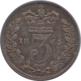 1845 MAUNDY THREEPENCE ( EF ) - Maundy Coins - Cambridgeshire Coins