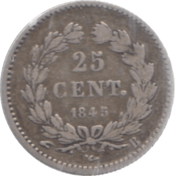 1845 SILVER FRANCE 25 CENTS - WORLD SILVER COINS - Cambridgeshire Coins