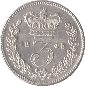 1845 SILVER THREEPENCE ( UNC ) - Threepence - Cambridgeshire Coins