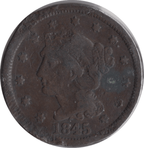 1845 USA ONE CENT - WORLD COINS - Cambridgeshire Coins