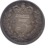 1847 MAUNDY THREEPENCE ( AUNC ) - Maundy Coins - Cambridgeshire Coins