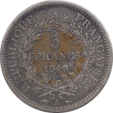 1848 SILVER 10 FRANCS FRANCE - SILVER WORLD COINS - Cambridgeshire Coins