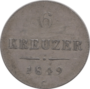 1849 SILVER AUSTRIA 6 KREUZER - WORLD COINS - Cambridgeshire Coins