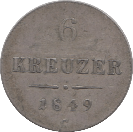 1849 SILVER AUSTRIA 6 KREUZER - WORLD COINS - Cambridgeshire Coins