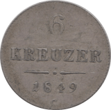 1849 SILVER AUSTRIA 6 KREUZER - WORLD COINS - Cambridgeshire Coins