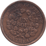 1850 MONTREAL AGRICULTURE & COMMERCE UN SOU TOKEN - TOKEN - Cambridgeshire Coins