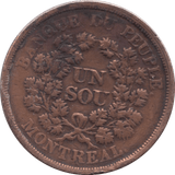 1850 MONTREAL AGRICULTURE & COMMERCE UN SOU TOKEN - TOKEN - Cambridgeshire Coins