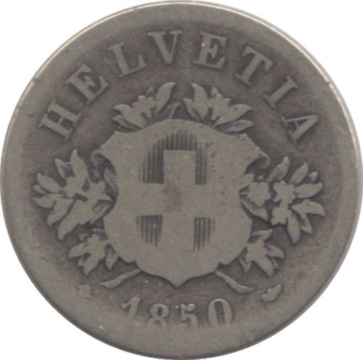 1850 SILVER 20 RAPPEN SWITZERLAND - SILVER WORLD COINS - Cambridgeshire Coins