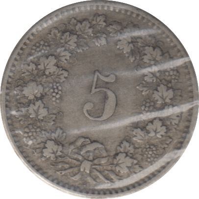 1850 SILVER 5 CENTIMES SWITZERLAND - SILVER WORLD COINS - Cambridgeshire Coins