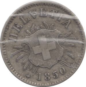 1850 SILVER 5 CENTIMES SWITZERLAND - SILVER WORLD COINS - Cambridgeshire Coins
