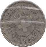 1850 SILVER 5 CENTIMES SWITZERLAND - SILVER WORLD COINS - Cambridgeshire Coins
