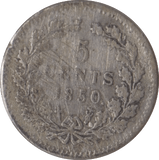 1850 SILVER 5 CENTS NETHERLANDS - SILVER WORLD COINS - Cambridgeshire Coins