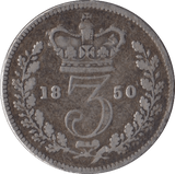 1850 SILVER THREEPENCE ( FINE ) - Threepence - Cambridgeshire Coins