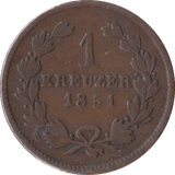 1851 AUSTRIA 1 KREUZER - WORLD COINS - Cambridgeshire Coins