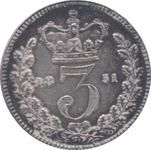 1851 MAUNDY THREEPENCE ( AUNC ) - Maundy Coins - Cambridgeshire Coins