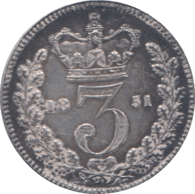 1851 MAUNDY THREEPENCE ( AUNC ) - Maundy Coins - Cambridgeshire Coins