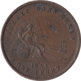 1852 PENNY BANK TOKEN CANADA - WORLD COINS - Cambridgeshire Coins