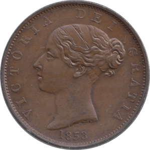 1853 HALFPENNY ( UNC ) - Halfpenny - Cambridgeshire Coins